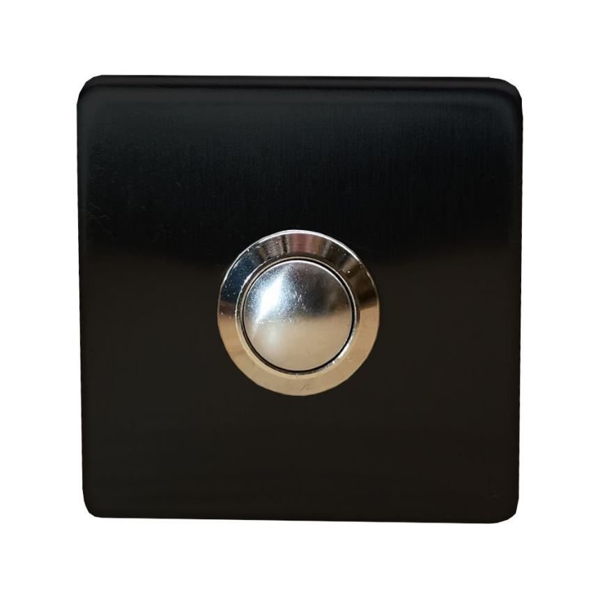 Algatec Z-201S Paslanmaz Tek Kontak Kare Zil Butonu / Siyah